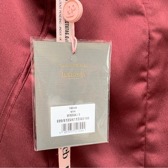 HOUSE OF CB Sidonie Lace-Up Satin Trumpet Midi Skirt wine color Small - Picture 7 of 10